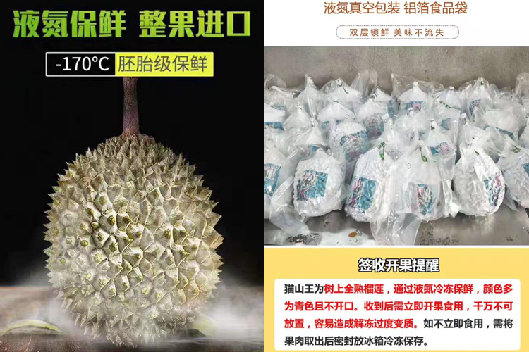 貓山王榴蓮液氮鎖鮮
